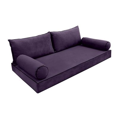 Cover ONLY Model V2 Full Velvet Contrast Pipe Indoor Daybed Mattress Cushion AD339