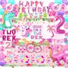 Two Rex Birthday Party Decorations Girl, Pink Dinosaur 2nd Birthday Party Supplies, 2nd Birthday Party Supplies Girl Two Rex Dino Theme Party Decor Supplies view 1