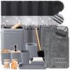 Bathroom Accessories Set with Glitter Shower Curtain and Bath Mats, 24 Piece Grey Shower Curtain Set,Bathroom Accessories Set Complete for Home Decor view 1