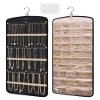BAGSMART Hanging Jewelry Organizer, Necklace Holder Anti-tangle Earrings Rings Hanger with 20 Jewelry Bags Travel Storage Roll with Pockets Hang on Closet, Wall, Door,1 Piece, Large, Black view 1