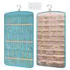 BAGSMART Hanging Jewelry Organizer, Necklace Holder Anti-tangle Earrings Rings Hanger with 20 Jewelry Bags Travel Storage Roll with Pockets Hang on Closet, Wall, Door,1 Piece, Large, Teal view 1