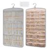 BAGSMART Hanging Jewelry Organizer, Necklace Holder Anti-tangle Earrings Rings Hanger with 20 Jewelry Bags Travel Storage Roll with Pockets Hang on Closet, Wall, Door,1 Piece, Large Grey view 1