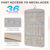 BAGSMART Hanging Jewelry Organizer, Necklace Holder Anti-tangle Earrings Rings Hanger with 20 Jewelry Bags Travel Storage Roll with Pockets Hang on Closet, Wall, Door,1 Piece, Large Grey view 2