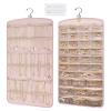 BAGSMART Hanging Jewelry Organizer, Necklace Holder Anti-tangle Earrings Rings Hanger with 20 Jewelry Bags Travel Storage Roll with Pockets Hang on Closet, Wall, Door,1 Piece, Large Pink view 1