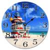 Florida USA Cityscape Wall Clock Miami Beach Scenery Travel Large Wall Clocks Battery Operated 10 Inch Silent Country City Souvenir Farmhouse Home Decor for Kitchen Living Room Bedroom Classroom view 1