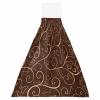 Abstract Coffee Bean Line Kitchen Hand Towels with Hanging Loops, Retro Brown Super Soft Thick Oven Fingertip Dry Microfiber Tie Dish Towel Absorbent Cleaning Washcloth for Bathroom, Kitchen Set of 1 view 1
