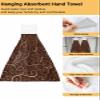 Abstract Coffee Bean Line Kitchen Hand Towels with Hanging Loops, Retro Brown Super Soft Thick Oven Fingertip Dry Microfiber Tie Dish Towel Absorbent Cleaning Washcloth for Bathroom, Kitchen Set of 1 view 2