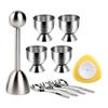 10 Pcs Egg Cups for Soft Boiled Eggs, Jawbush Egg Cracker Topper Set for Raw Hard Boiled Eggs, 4X Egg Spoons, 4X Egg Cups, 1x Magnet Egg Piercer, 1x Stainless Steel Egg Topper Egg Guillotine view 1