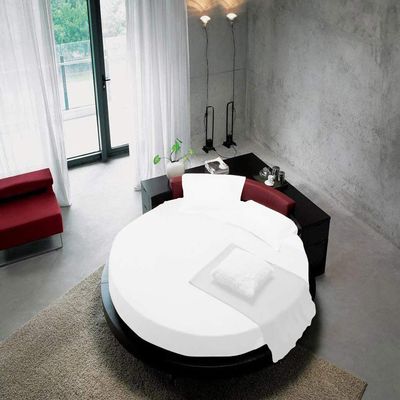 Round Bed Sheet Set - 100% Cotton 800 Thread Count 1 Piece Round Bed Fitted Sheet and 2 Pillow Cover - 3 Piece Round Bed Sheet Set 12" Deep Pocket, Twin XL, White