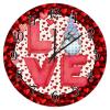Valentine's Day Love Gnome Wooden Clock Red Pink Dot Stripes Heart Wreath Clock Wing Cupid Valentine Wooden Decorative Clocks Battery Operated Silent Clocks for Living Room 10inch view 1