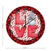 Valentine's Day Love Gnome Wooden Clock Red Pink Dot Stripes Heart Wreath Clock Wing Cupid Valentine Wooden Decorative Clocks Battery Operated Silent Clocks for Living Room 10inch view 2