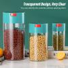 3pcs Airtight Food Storage Containers, Clear Plastic Jar with Airtight Lid Food Containers for Dry Foods Cookie Nuts Beans view 2