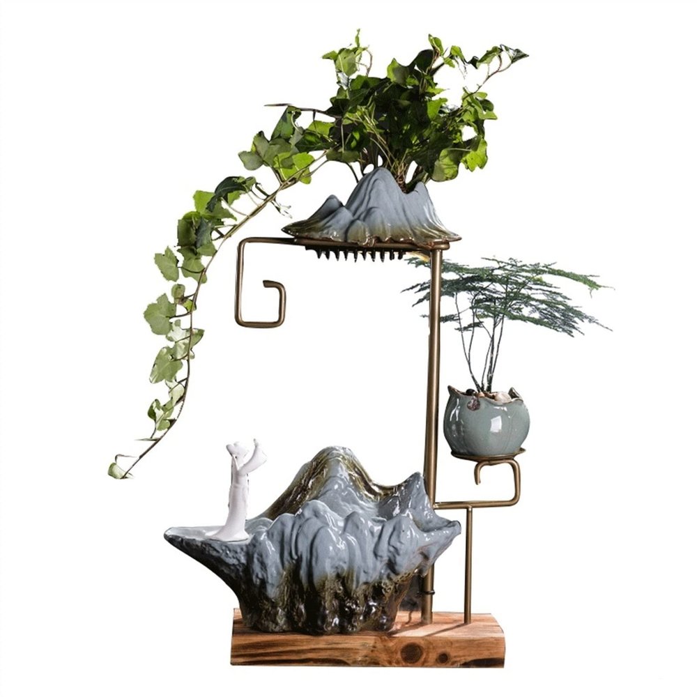 HIHELO Tabletop Fountain Chinese Flowing Water Ornament Feng Shui Lucky Tabletop Fountain Living Room Office Bedroom Fountain Table Top Ornament Indoor Fountain