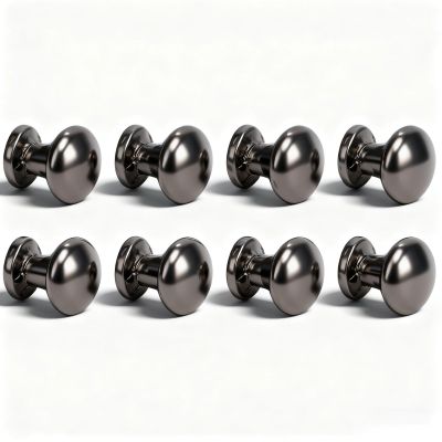 8Pcs 1:12 Scale Miniature Round Head Knobs, Metal Dollhouse Door Handle Knobs Furniture Knobs Accessories (Black)