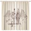Western Cowboy Blackout Window Curtain, Country Theme Hand Drawn of American Wild West Desert with C Thermal Insulated Curtains for Bedroom Living Room Thermal Insulated Curtains Window Drapes 2 Panel view 1