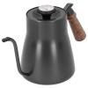 304 Stainless Steel Thermometer Coffee Gooseneck Drip Kettle Spout Coffee Drip Pot with Wooden Handle view 1