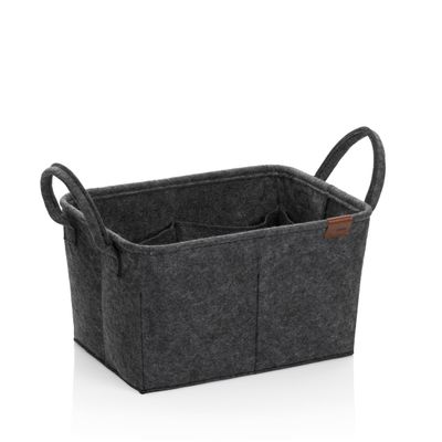 kela Fay 24463 Felt Basket, Dark Grey, Carry Handle