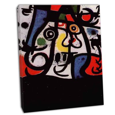 Joan Miro Poster Modern Surrealism Canvas Painting Abstract Prints Wall Art Picture for Living Room Home DecorWoman and Bird (60x78cm-(23.6x30.7in),Framed)