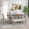 Aiuyesuo Rubber Wood Kitchen Dining Set with 4 Padded Ergonomic Chairs & a Bench, 60'' Rectangular Dining Table with Beautiful Wood Grain Pattern Tabletop, Dining Room Table Set for 6 (Gray-D) view 3