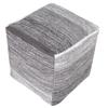 CC Home Furnishings 16" Gray and White Distressed Hand Loomed Square Pouf Ottoman view 1