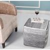 CC Home Furnishings 16" Gray and White Distressed Hand Loomed Square Pouf Ottoman view 2