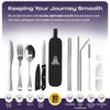Taplord Portable Travel Silverware Set With Case, Includes 10 Pcs of Travel Utensils With Case, Stainless Steel Flatware Set For Camping, Lightweight (Silver) view 2