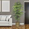 72" Green and Brown Ficus Artificial Tree in Basket view 2