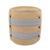 CC Home Furnishings 16" Beige and Gray Farmhouse Striped Handmade Round Pouf Ottoman view 1