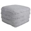 CC Home Furnishings 18" Gray Solid Texture and Striped Square Pouf Ottoman view 1