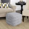 CC Home Furnishings 18" Gray Solid Texture and Striped Square Pouf Ottoman view 2