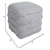 CC Home Furnishings 18" Gray Solid Texture and Striped Square Pouf Ottoman view 3