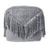 CC Home Furnishings 18" Solid Gray Tasseled Square Wool Pouf Ottoman view 1
