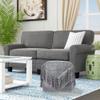 CC Home Furnishings 18" Solid Gray Tasseled Square Wool Pouf Ottoman view 2