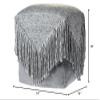 CC Home Furnishings 18" Solid Gray Tasseled Square Wool Pouf Ottoman view 3