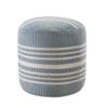 CC Home Furnishings 20" Blue and White Striped Round Pouf Ottoman view 1