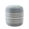 CC Home Furnishings 20" Blue and White Striped Round Pouf Ottoman view 4