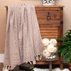 CC Home Furnishings Brown and Beige Woven Handloom Herringbone and Gingham Throw Blanket 52" x 67" view 2