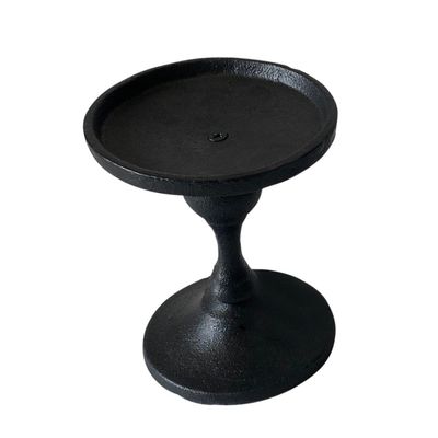 5" Black Contemporary Medium Pillar Candle Holder