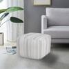 CC Home Furnishings 18" Gray and White Chevron Striped Square Pouf Ottoman view 2