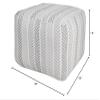 CC Home Furnishings 18" Gray and White Chevron Striped Square Pouf Ottoman view 3