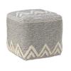 CC Home Furnishings 16" Gray and White Geometric Peaks Tufted Square Pouf Ottoman view 1
