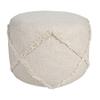 CC Home Furnishings 18" Beige Solid Texture Diamond Round Pouf Ottoman view 1