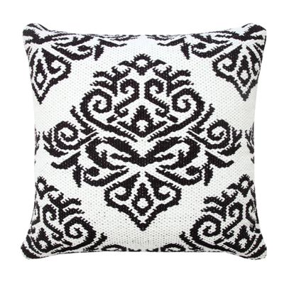 CC Home Furnishings 20" Black and White Damask Pattern Square Throw Pillow