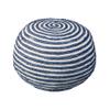 CC Home Furnishings 20" Navy and White Two Tone Hand Knitted Round Pouf Ottoman view 1