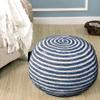 CC Home Furnishings 20" Navy and White Two Tone Hand Knitted Round Pouf Ottoman view 3