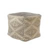 CC Home Furnishings 20" Taupe and Beige Geometric Handmade Square Pouf Ottoman view 1