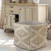 CC Home Furnishings 20" Taupe and Beige Geometric Handmade Square Pouf Ottoman view 2