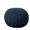 CC Home Furnishings 20" Solid Navy Blue Hand Knitted Round Pouf Ottoman view 1