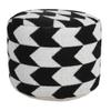 CC Home Furnishings 18" White and Black Chevron Arrow Round Pouf Ottoman view 1