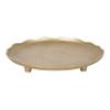 Kate and Laurel Alessia Modern Decorative Scalloped Round Footed Metal Tray; 16 Inch Diameter; Gold; Food-Safe Cast Aluminum Pedestal Transitional Tray with Rough Texture and Deckled Edge view 1